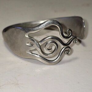 Vintage Hand Crafted Hutton Scheffield Pewter Twisted Fork Bracelet